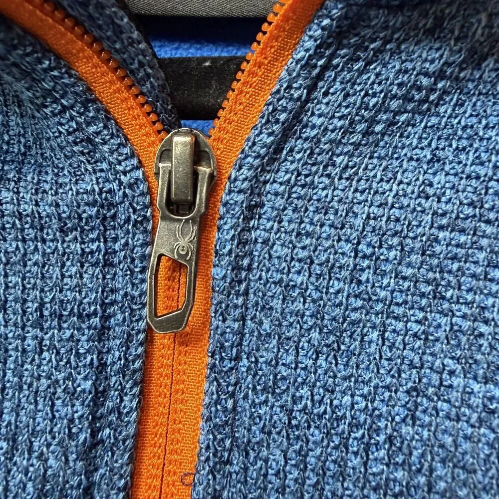 Spyder Constant Full Zip Sweater Fleece Jacket Blue Orange Men's Large